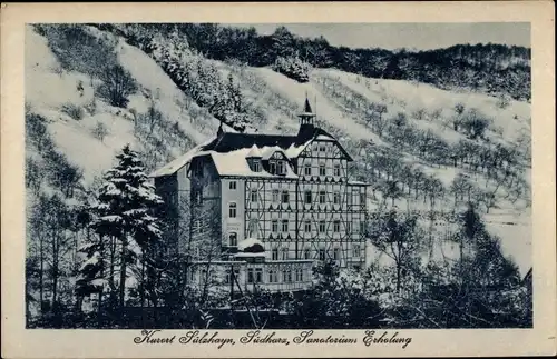 Ak Sülzhayn Ellrich Thüringen, Sanatorium Erholung, Winteransicht