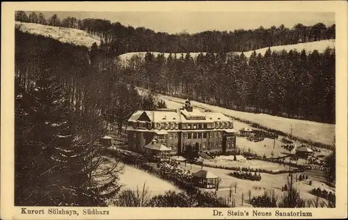 Ak Sülzhayn Ellrich Thüringen, Dr. Stein's neues Sanatorium, Winteransicht