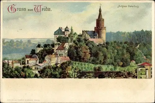 Litho Weida in Thüringen, Schloss Osterburg