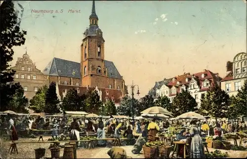 Ak Naumburg an der Saale, Marktplatz, Marktstände