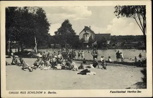 Ak Schildow Mühlenbecker Land Oberhavel, Familienbad Hertha See