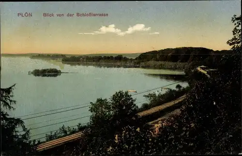 Ak Plön in Holstein, Panorama v. d. Schlossterrasse