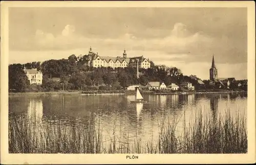 Ak Plön in Holstein, Panorama, Segler