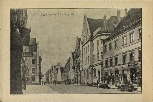 Ak Ingolstadt, Ludwigstraße, Geschäft, Passanten