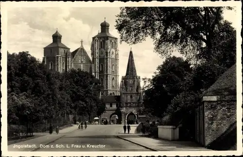 Ak Ingolstadt, Dom z. Sch. L. Frau u. Kreuztor