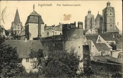 Ak Ingolstadt, Alte Stadtmauerpartie