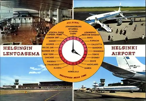 Ak Helsinki Helsingfors Finnland, Flughafen, Innenansicht, Passagierflugzeuge