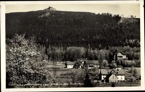 Ak Szklarska Poręba Schreiberhau Riesengebirge, Hochstein, Gasthaus zur Abendburg, zur Linde