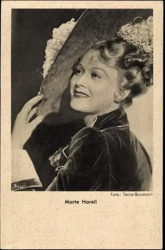 Ak Schauspielerin Marte Harell, Damen-Hut, Portrait