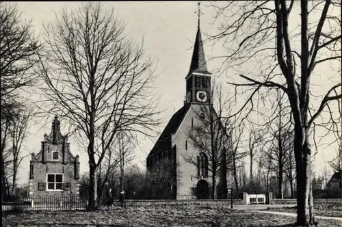 Ak Schoorl Nordholland Niederlande, Rathaus und Kirche