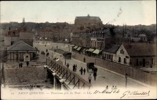 Ak Saint Quentin Aisne, Panorama pris du Pont