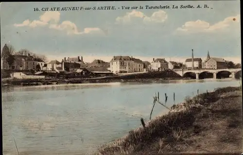 Ak Chateauneuf sur Sarthe Maine-et-Loire, Vue sur la Tarancherie, La Sarthe