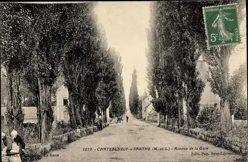 Ak Chateauneuf sur Sarthe Maine-et-Loire, Avenue de la Gare