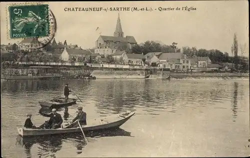 Ak Chateauneuf sur Sarthe Maine-et-Loire, Quartier de l'Église