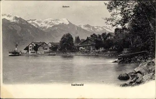 Ak Iseltwald Kanton Bern, Blick auf den Ort, Rothorn