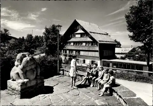 Ak Trogen Kanton Appenzell Ausserrhoden, Kinderdorf Pestalozzi, Haus Coccinella, Bärenplastik