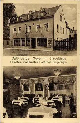 Ak Geyer im Erzgebirge Sachsen, Café Seidel, Innenansicht, Saal