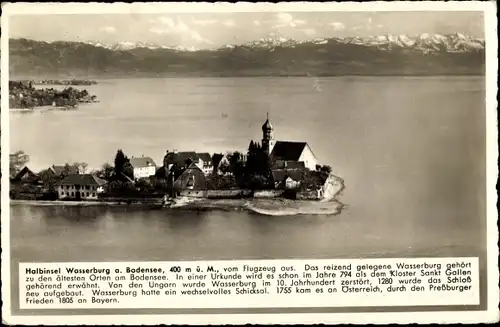 Ak Wasserburg am Bodensee Schwaben, Panorama, Fliegeraufnahme