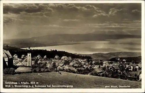 Ak Scheidegg im Allgäu, Blick v. Blasenberg auf Bodensee