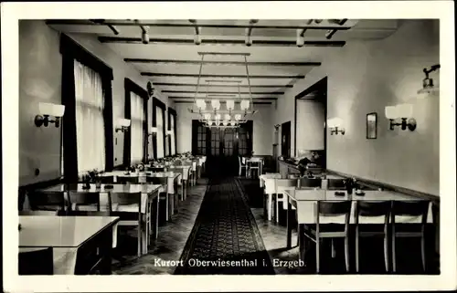 Ak Oberwiesenthal im Erzgebirge, Gasthaus, Speisesaal