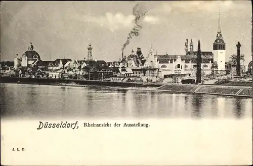 Ak Düsseldorf am Rhein, Rheinansicht der Ausstellung