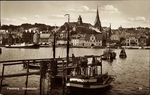 Ak Flensburg in Schleswig Holstein, Binnenhafen