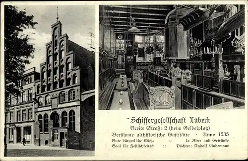 Ak Lübeck in Schleswig Holstein, Schiffergesellschaft Lübeck, Breite Straße 2