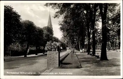 Ak Wilhelmshaven in Niedersachsen, Kurpromenade am Adalbertplatz