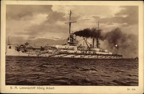 Ak Deutsches Kriegsschiff, SMS König Albert, Linienschiff, Kaiserliche Marine