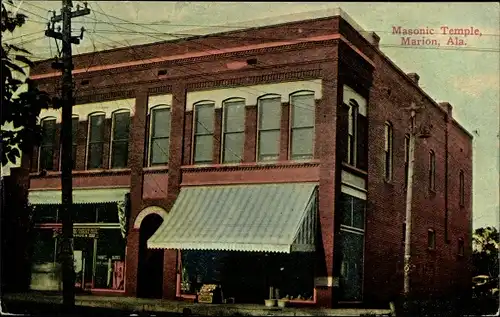 Ak Marion Alabama USA, Masonic Temple, Freimaurer