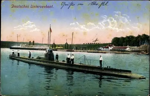 Ak Deutsches U Boot, Unterseeboot, Seeleute an Deck, Kaiserliche Marine