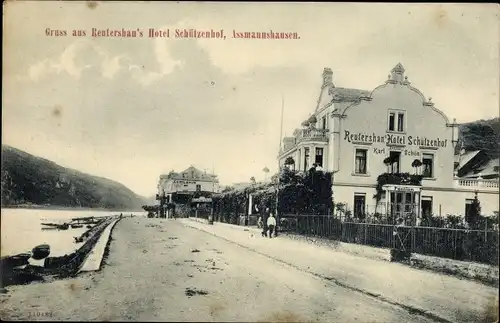 Ak Assmannshausen Rüdesheim am Rhein, Reutershan's Hotel Schützenhof