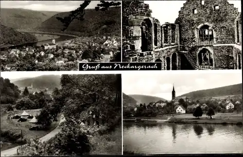 Ak Neckargerach in Baden Württemberg, Ortsansichten, Ruine, Campingplatz