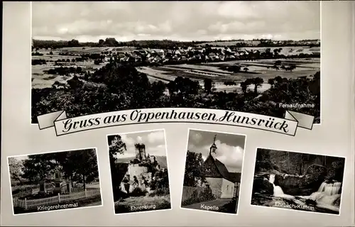 Ak Oppenhausen Boppard am Rhein, Kriegerehrenmal, Ehrenburg, Kapelle, Ehrbach-Klamm