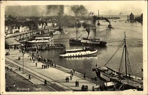 Ak Flensburg in Schleswig Holstein, Hafen