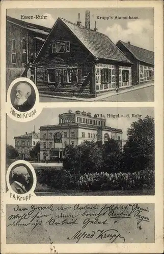 Ak Essen Ruhr, Krupps Stammhaus, Villa Hügel, Alfred Krupp, F.A. Krupp