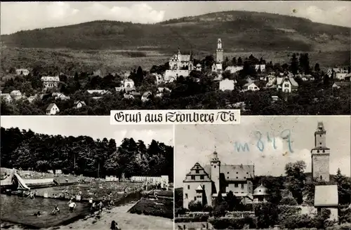 Ak Kronberg im Taunus, Wald Cafe Bürgelstollen, Panorama, Freibad, Ortspartie