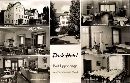 Ak Bad Lippspringe in Westfalen, Park Hotel am Teutoburger Park, Balkon-Zimmer, Park