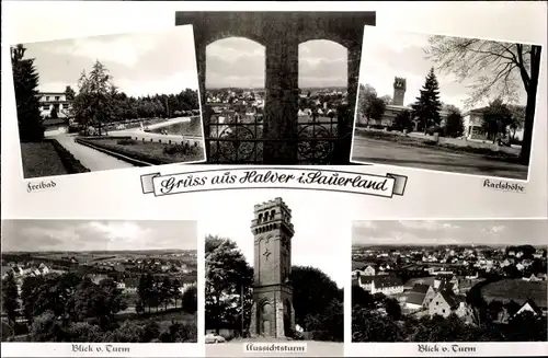 Ak Halver in Westfalen, Freibad, Karlshöhe, Aussichtsturm