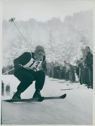 Foto Wintersport, Skifahrer bei der Abfahrt, Startnummer 13