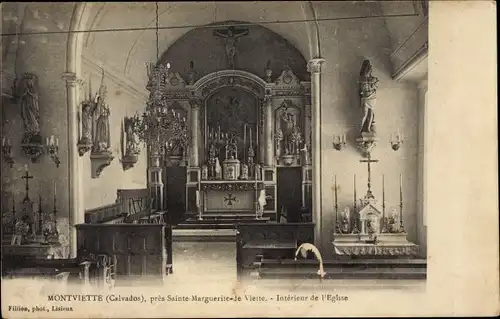 Ak Montviette Calvados, Interieur de l'Eglise