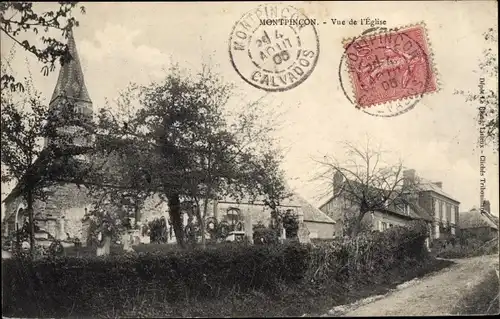 Ak Montpinçon l’Oudon Calvados, Vue de l'Eglise