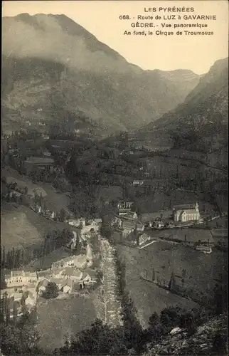Ak Gèdre Hautes Pyrénées, Route de Luz a Gavarnie, Vue panoramique