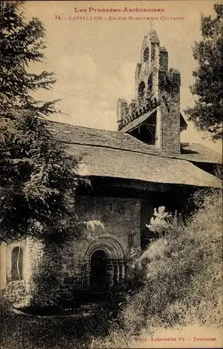 Ak Castillon Hautes Pyrénées, Eglise Romane du Calvaire