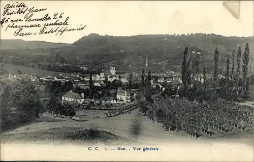 Ak Gan Pyrénées Atlantiques, Vue generale