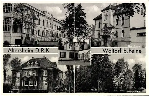 Ak Woltorf Peine in Niedersachsen, Altersheim DRK, Haus Tanne, Parkpartie, Villa
