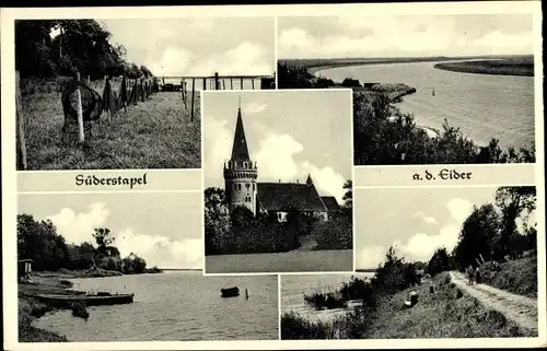 Ak Süderstapel Stapel Schleswig Holstein, Schloss, Flusspartie