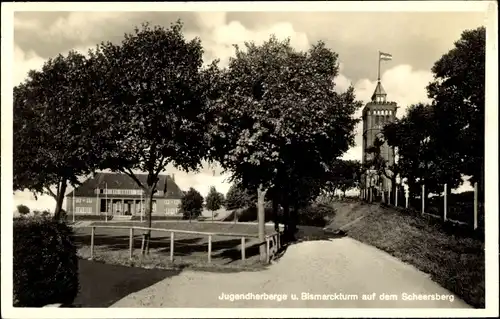 Ak Scheersberg Steinbergkirche in Angeln, Jugendherberge Haus der Jugend, Bismarckturm