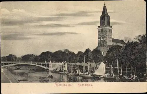 Ak Kalasatama Fiskhamnen Helsinki Helsingfors Finnland, Kirche, Segelboote