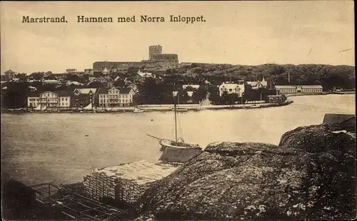 Ak Marstrand Schweden, Hamnen med Norra Inloppet